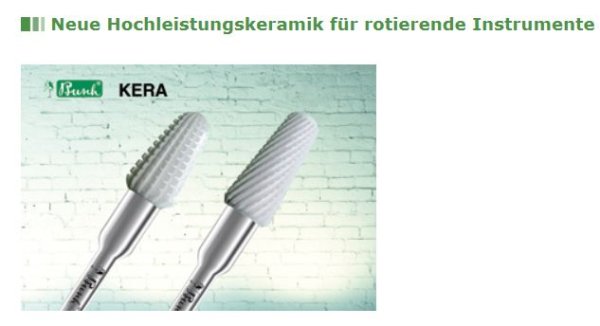 KERA Keramikfräser Hochleistungskeramik SPEED-Spezialverzahnung, mit passiver Sicherheit, empfehlenswert bei Diabetikern!