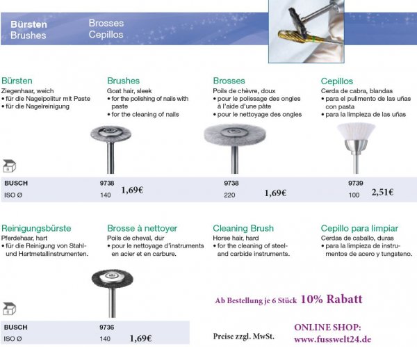 Bürsten/Schwabbel Preis gilt für 6 Stück je Artikel  in kl. Box